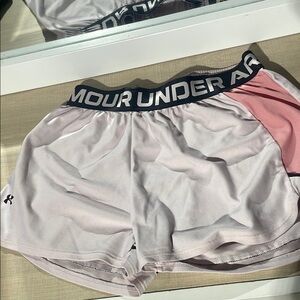 Under Armour Women's Pink and White Shorts